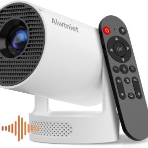 alwtniet mini projektor, mini beamer 4k unterstützt, wi fi 6 und bluetooth 5.4, 5w lautsprecher, automatischer trapezkorrektur, 180° drehbar, tragbarer projektor für zuhause und draußen android 11 marke: alwtniet